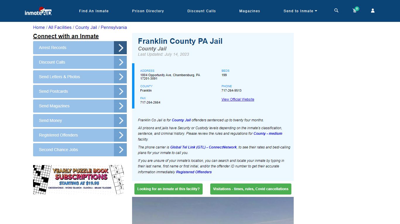 Franklin County PA Jail - Inmate Locator - Chambersburg, PA